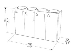 Corbeille tri sélectif tout acier 4 flux 38L CANET (4)