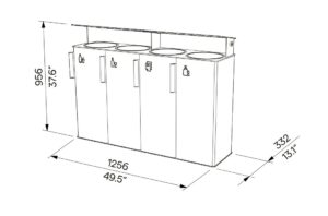 Corbeille tri sélectif tout acier avec protège pluie 4 flux AGDE (5)