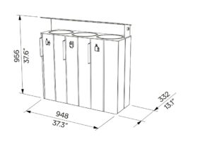 Tri sélectif bois 3 flux 38L avec couvercle AVÈNE.