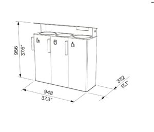 Tri sélectif tout acier avec protège pluie et cendrier 3 flux de 38L GIGNAC plan
