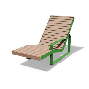 Chaise longue bois robuste accoudoir gauche SOUSTONS