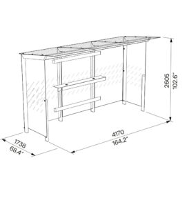 Abri fumeurs L4170mm avec cendrier et toit vitré VINCENNES(3)