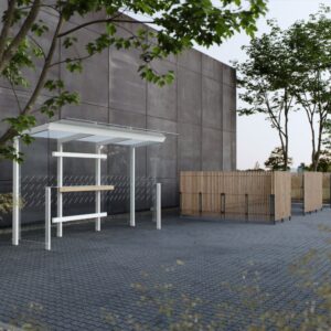 Abri fumeurs L4170mm avec cendrier et toit vitré VINCENNES