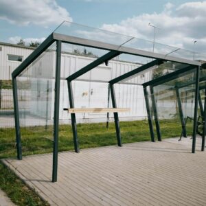 Abri fumeurs L4170mm entièrement vitré avec cendrier CRÉTEIL