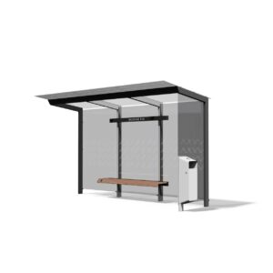 Abribus L4170mm avec banc et corbeille intégrés et paroi latérale VILLEMOMBLE(3)