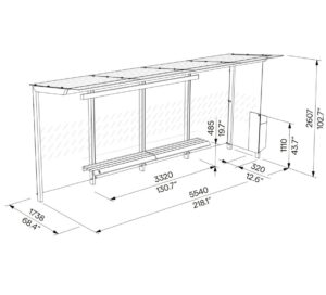 Abribus avec corbeille et banc intégrés et une paroi latérale SAINT DENIS (2)