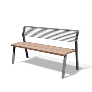 Banc 1500mm dossier acier assise bois MILHAUD