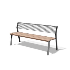 Banc 1800mm dossier acier assise bois LE GARN