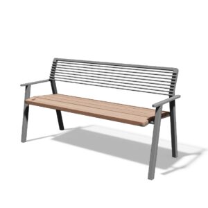 Banc L1500mm acier bois avec accoudoirs MASSANES