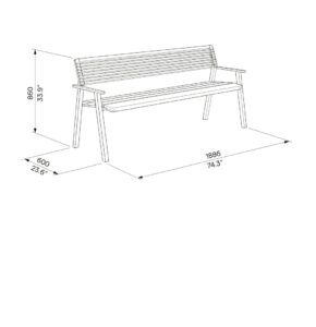 Banc L1800mm acier bois avec accoudoirs MONTFAUCON (2)