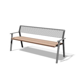 Banc L1800mm acier bois avec accoudoirs MONTFAUCON