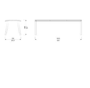 Banc sans dossier L1500mm tout acier CENDRAS (2)