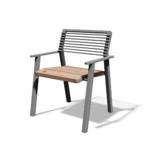 Fauteuil avec accoudoirs dossier acier et assise bois SABRAN