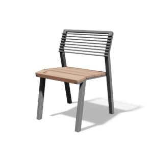 Fauteuil dossier acier et assise bois MONTAGNAC