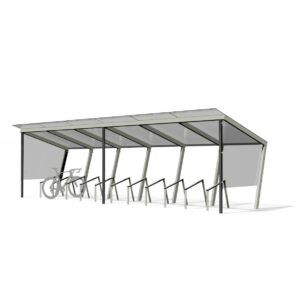 Grand abri vélos L8280mm parois latérales en verre BUCHELAY