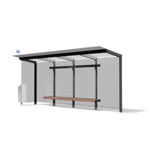 Grand abribus avec corbeille intégrée sur paroi latérale LA COURNEUVE