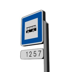 Panneau Arrêt de bus sur poteau avec corbeille intégré COUBRON(2)