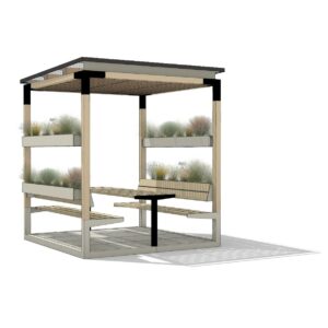 Abri repos avec toit en polycarbonate et jardinière SAULT