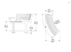 Banc R2000 concave avec accoudoirs pour séniors AVOISE (2)