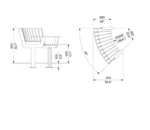 Banc bois concave avec accoudoirs DERVAL (2)