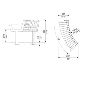 Banc bois confort inclusif R2000 avec accoudoirs VAY (2)