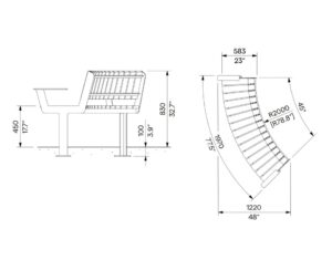 Banc bois courbe convexe avec accoudoirs BLAIN (2)