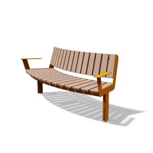 Banc bois courbe convexe avec accoudoirs BLAIN