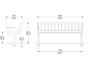 Banc droit avec accoudoirs L1800mm DOUCELLES (2)