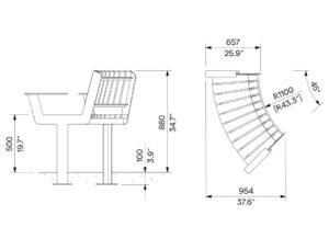 Banc sénior courbe confort en bois avec accoudoirs QUILLY (2)