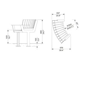 Banc séniors courbe convexe en bois avec accoudoirs SAUTRON (2)