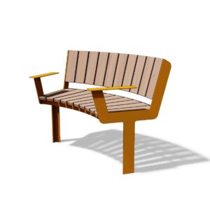 Banc séniors courbe convexe en bois avec accoudoirs SAUTRON