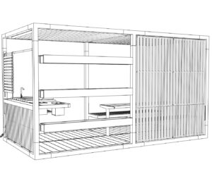 Espace repas et kitchenette Pergola MIRABEAU (2)