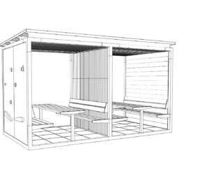 Grand espace familial avec Abri en bois APT (2)