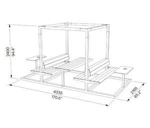 Pergola picnic en bois et toit végétal CAVAILLON (2)