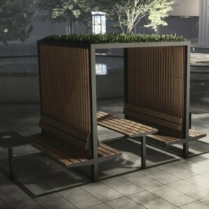 Pergola picnic en bois et toit végétal CAVAILLON