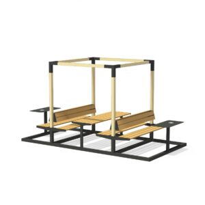 Pergola picnic en bois et toit végétal CAVAILLON