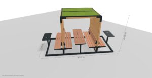 Pergola picnic en bois et toit végétal CAVAILLON (4)