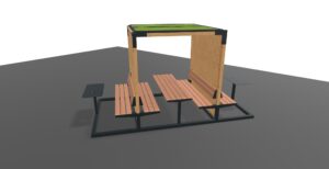 Pergola picnic en bois et toit végétal CAVAILLON (6)