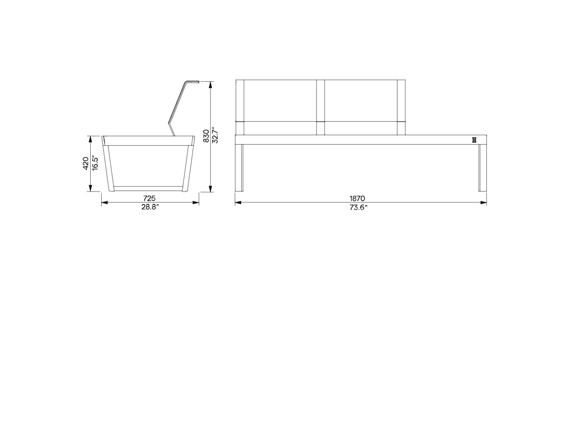 Banc design avec dossier partiel COGGIA