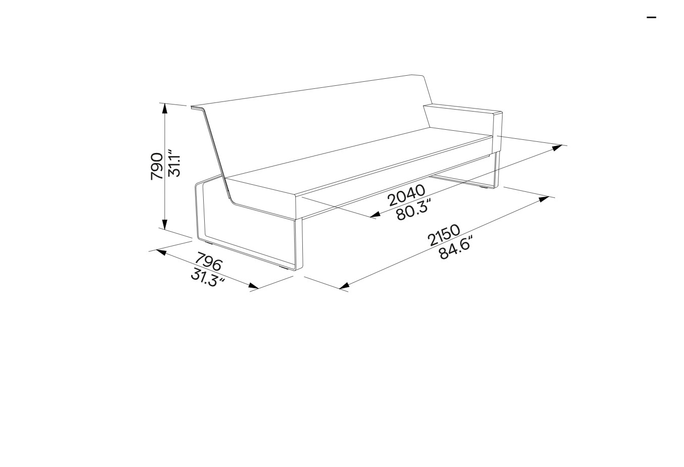 Sofa outdoor avec accoudoir gauche MURO