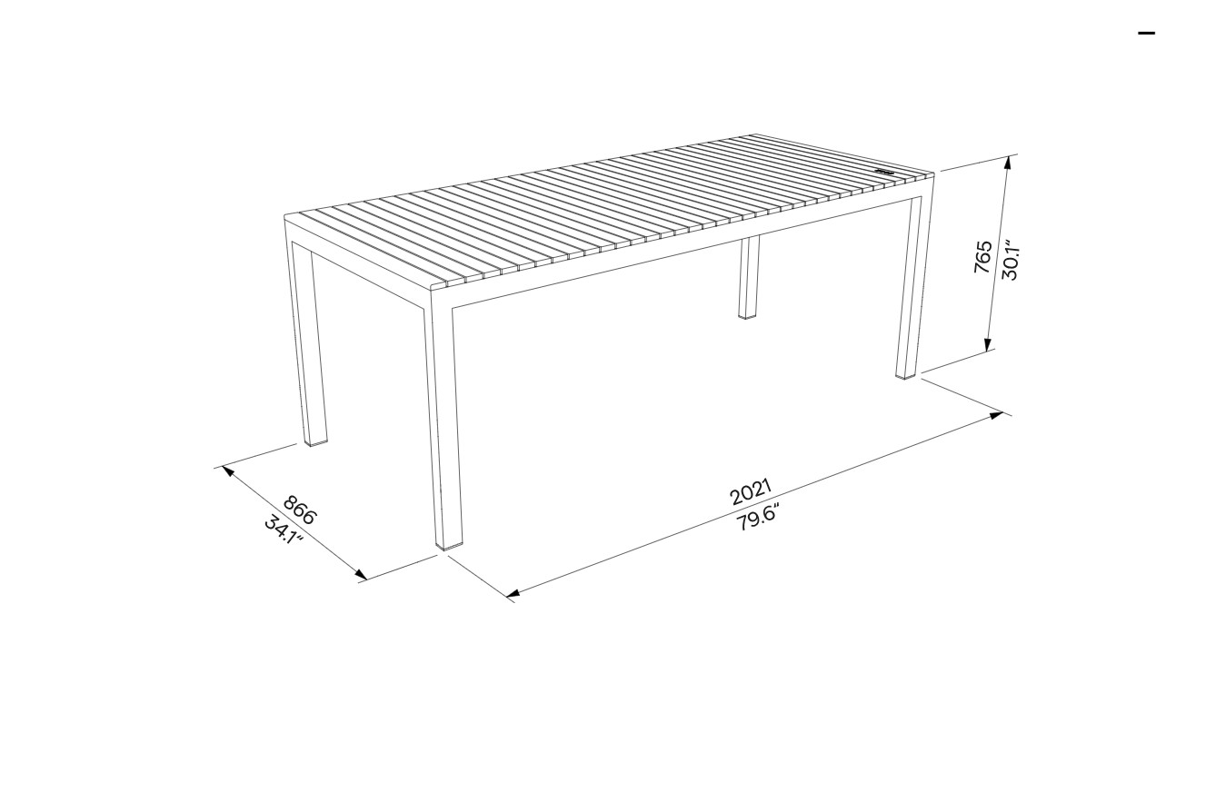 Table bois extérieur solide 2m SOCCIA