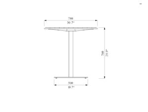 Table carrée bois acier 780mm FIGARI
