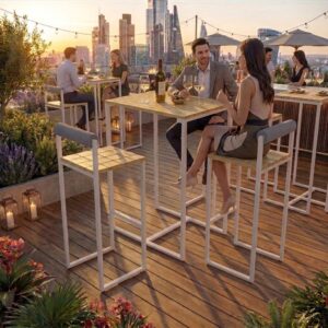 Table haute de bar en bois LEVIE