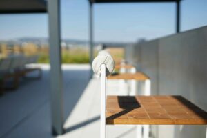 Tabouret bois de bar avec dossier pour jardin FRASSETO
