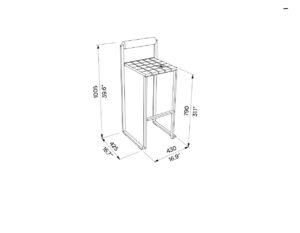 Tabouret bois de bar avec dossier pour jardin FRASSETO