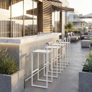 Tabouret de bar HPL avec dossier extérieur GAGNO