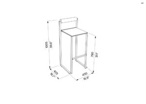 Tabouret de bar HPL avec dossier extérieur GAGNO
