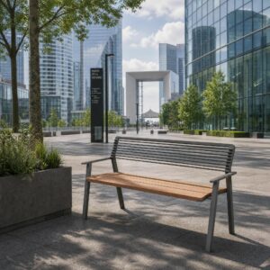 Banc L1500mm acier bois avec accoudoirs MASSANES