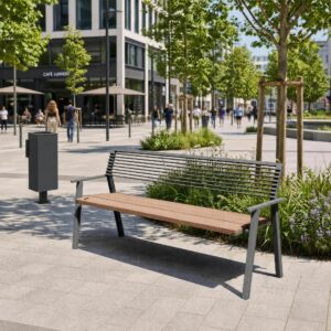 Banc L1800mm acier bois avec accoudoirs MONTFAUCON