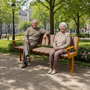 banc bois l1800 avec accoudoirs adapté séniors dureil